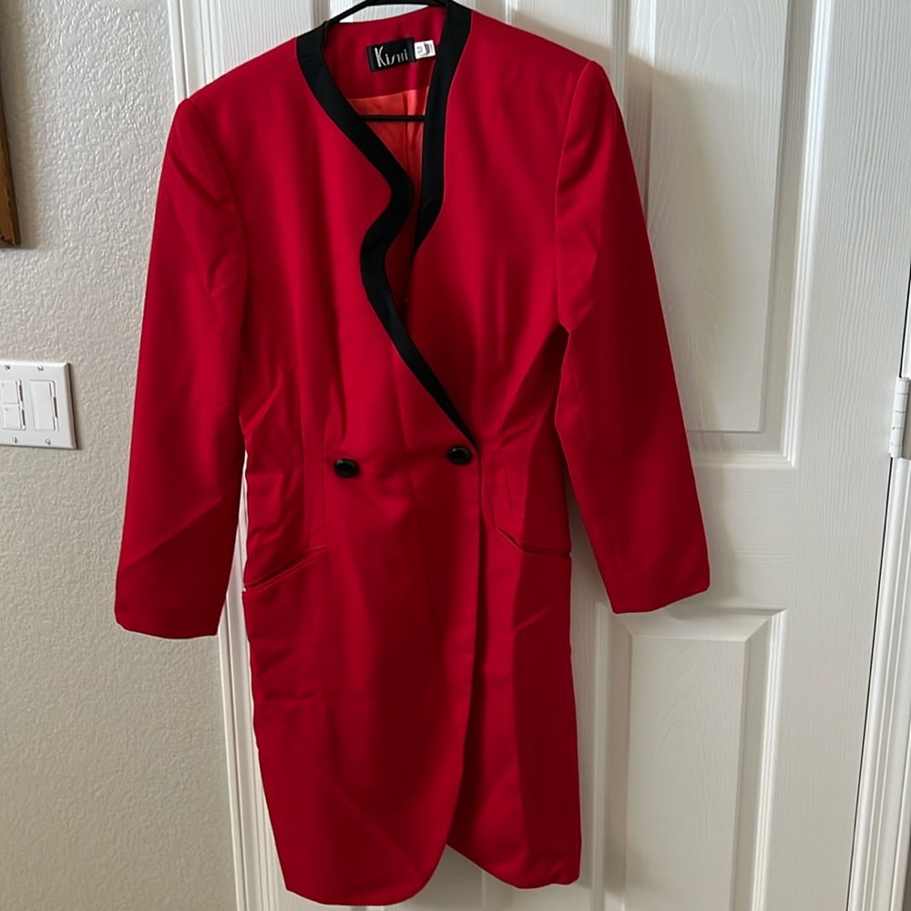 80’s double breasted formal dress. Red.